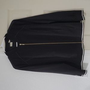 Zenergy by Chicos size 2 jacket black white gold light weight top zip up